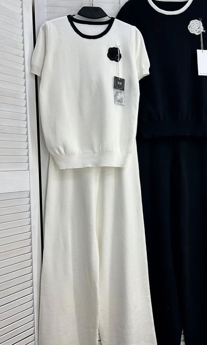 Жіночий костюм туреччина білий штани палаццо і кофтинка поло