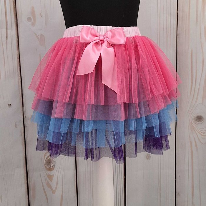 Spódniczka Tutu tiulowa z kokardą kolorowa warstwowa