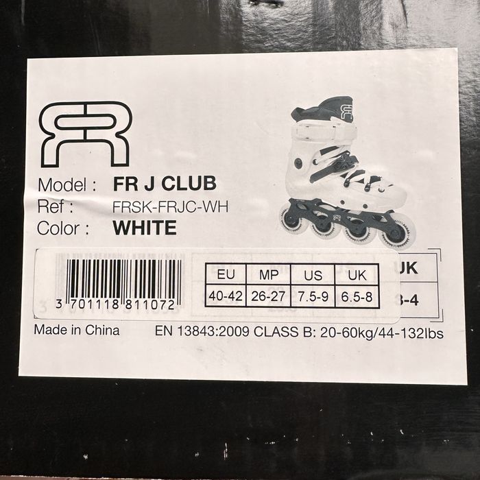 Ролики FR Skates FR J CLUB White  розмір 40-42