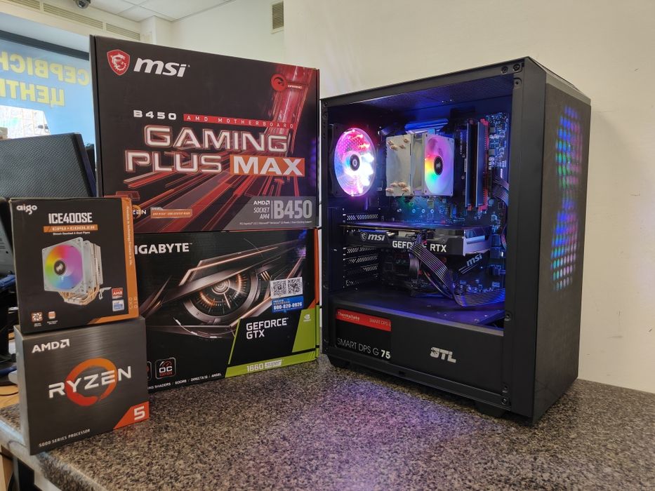 Игровой ПК Ryzen 5 5600/DDR4-16GB/RTX 3060-12Gb/SSD 500 Магазин CompiC