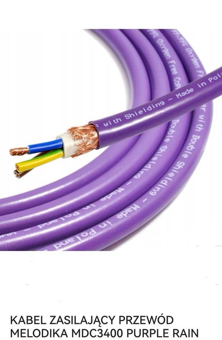 Kabel zasilający Melodika 3x4 mm dł 2.0m. Wtyki kątowe - proste