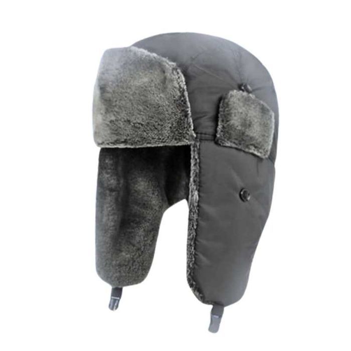 Czapka chłopięca zimowa uszatka szara 54 cm