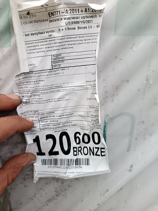 Suporex pustaki h+h  połowki kl.600 nowe 15 palet