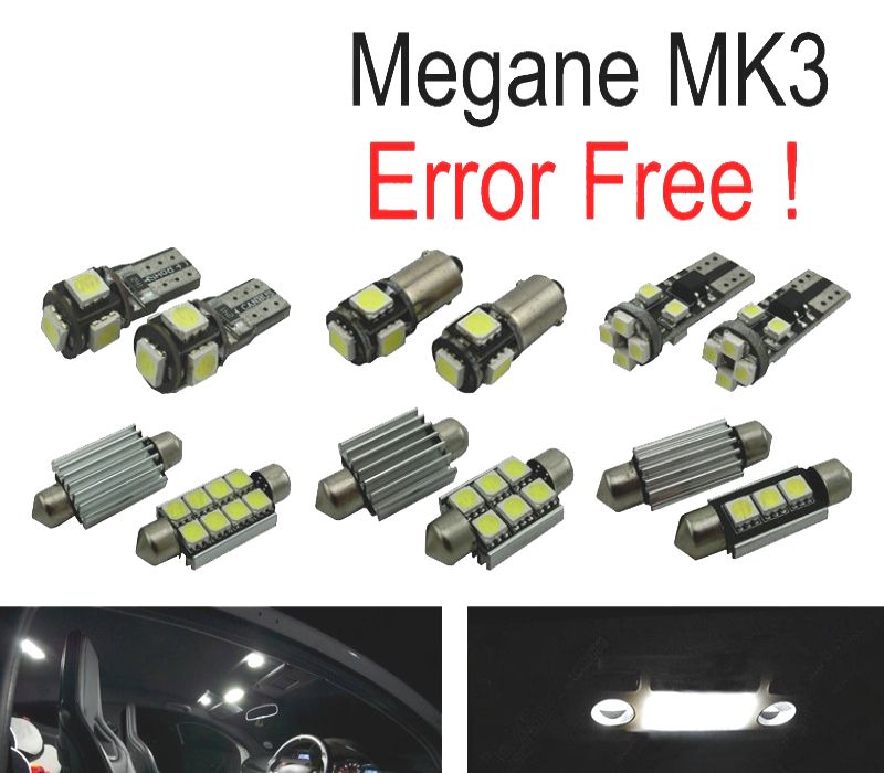 KIT COMPLETO DE 14 LAMPADAS LED INTERIOR PARA RENAULT MEGANE III 3 MK3 HATCHBACK 09-15