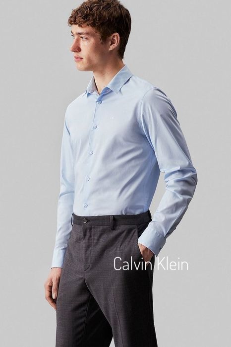 Calvin Klein блакитна чоловіча сорочка котон