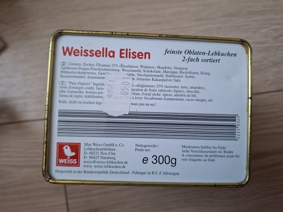 Kolekcjonerska pozytywka w metalowym pudełku Weiss Nürnberg