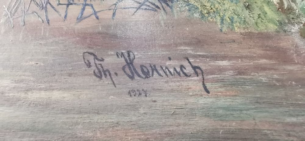 Obraz olejny na płycie rok 1927.