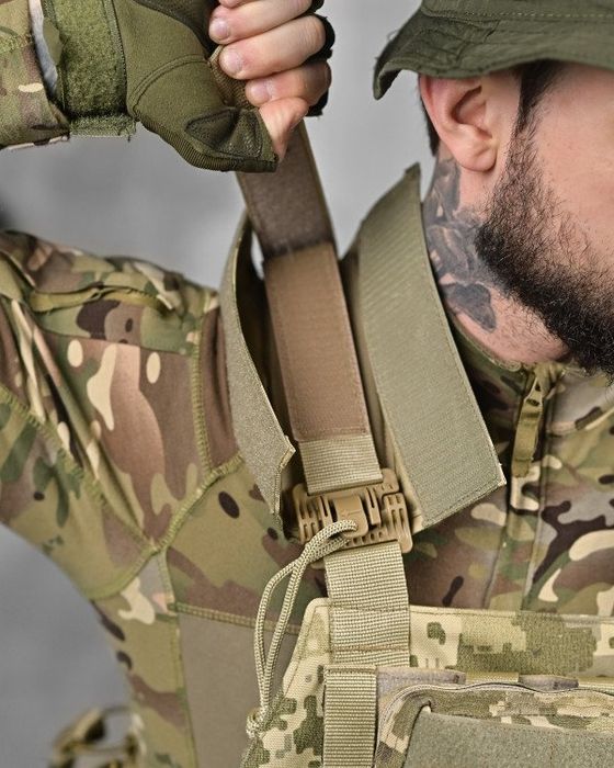 Плитоноска Attack піксель, Multicam Cordura 1000D швидкоскид 4т Molle під плити 25x30 ЗСУ