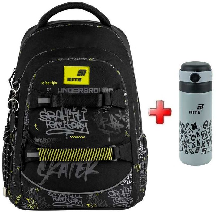 Рюкзак Kite Education teens Graffiti K26-727M-4  подарунок термос  (на зріст дитини 130-145 см)