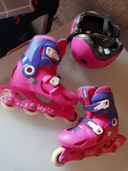 Conjunto de patins 32/34 e capacete ajustável