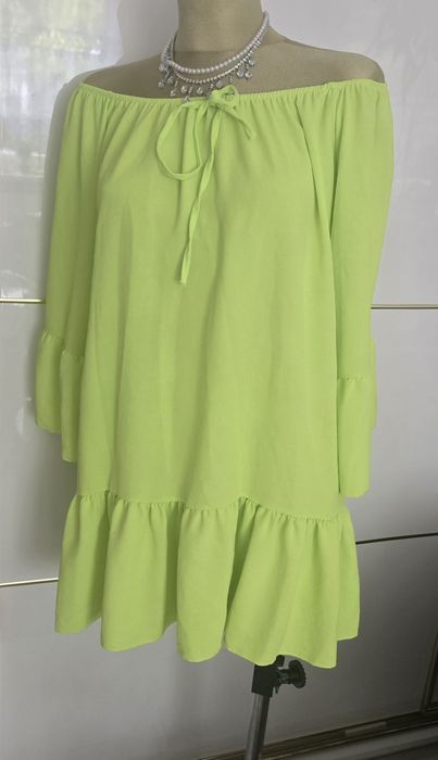 Neonowa tunika hiszpanka seledynowa uni L-XXL