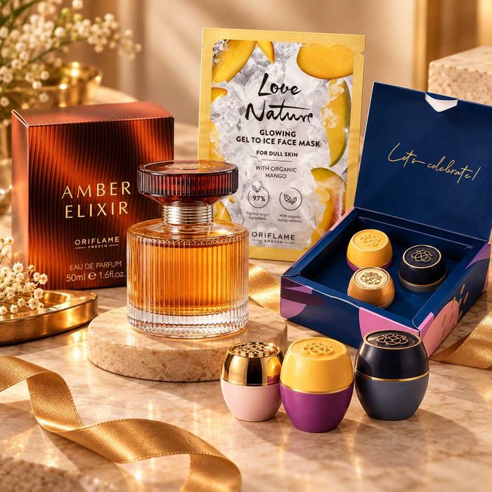 Woda Amber Elixir + 3× Tender Care + maseczka mango