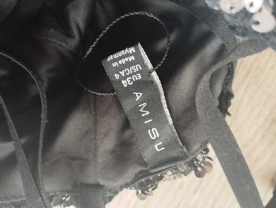 AMISU Kombinezon damski długi czarny na ramiączkach  rozmiar XS 34