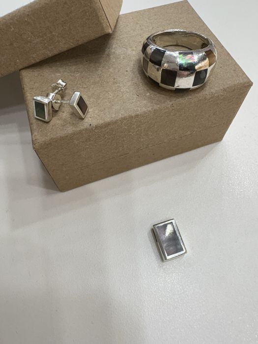 Komplet srebrny masa perłowa