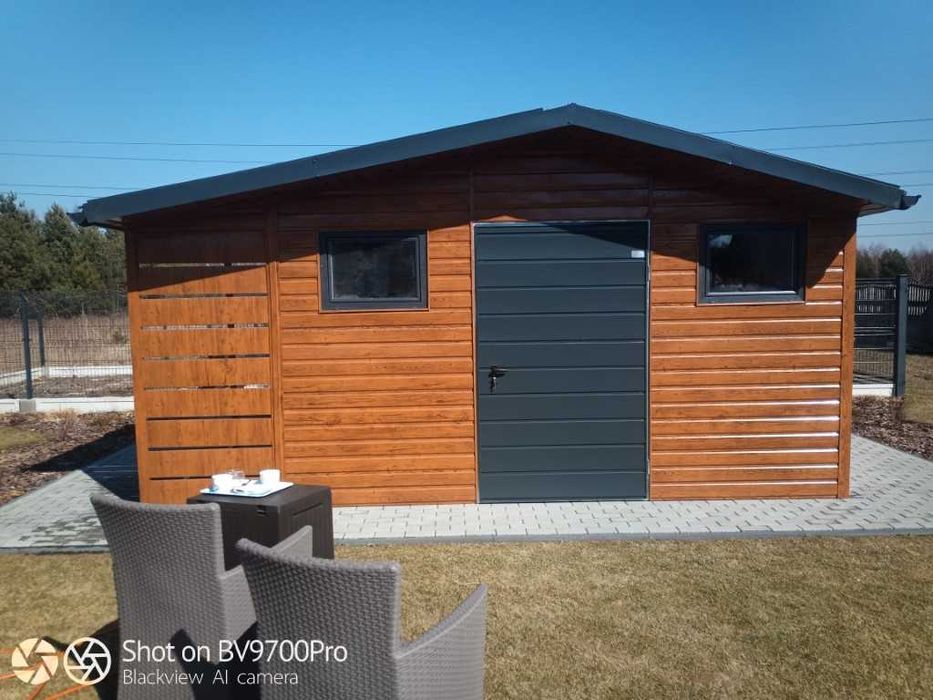 domek ogrodowy narzędziowy  z wiatą zadaszeniem 500x500 podbitka