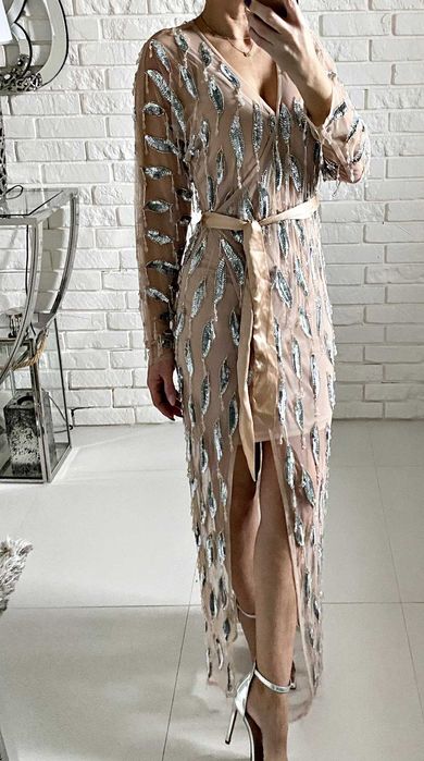 Ekskluzywna luksusowa sukienka maxi L XL XXL Asos cudo wesele ślub