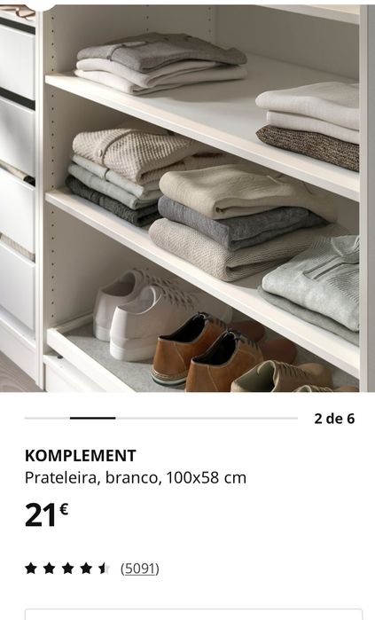 Prateleiras Komplement Branco 100x58  p/ PAX | IKEA