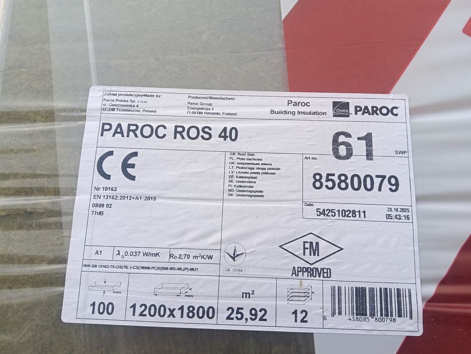 Wełna mineralna PAROC TWARDA