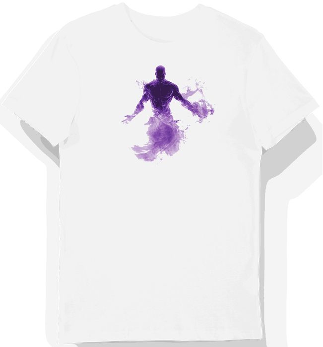 Koszulka męska biała z nadrukiem mistycznego bohatera M