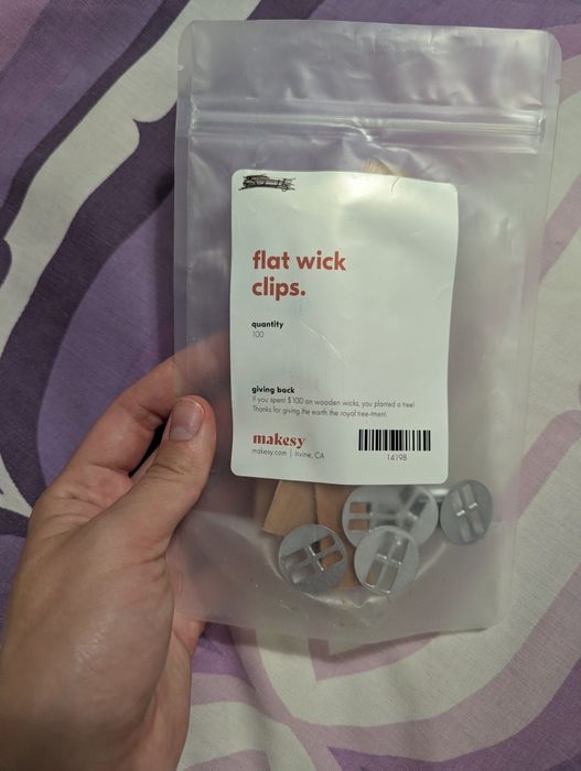 Дерев’яні ґноти для свічок + тримачі, flat wick Makesy