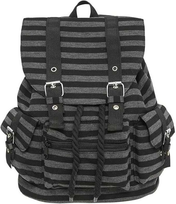 Рюкзак в полоску черно белый серый Retro Y2k Casual Striped College Backpack Korean Style