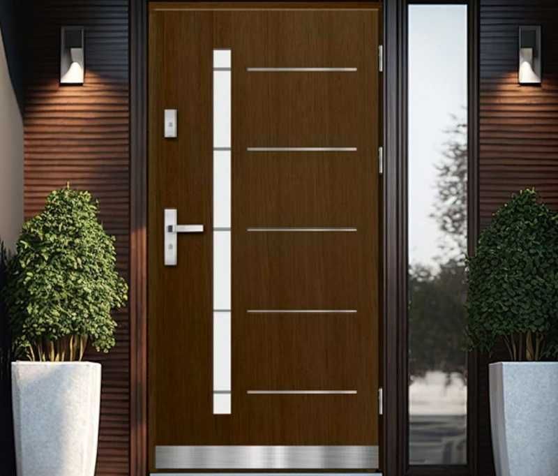 Drzwi zewnętrzne drewniane PŁYTOWE 82mm Garwolin Czyste powietrze. Różne modele od ręki