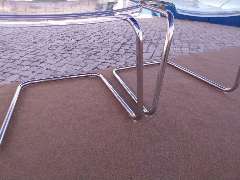 conjunto 4 cadeiras tobias ikea - acrilico transparente com cromado prateado