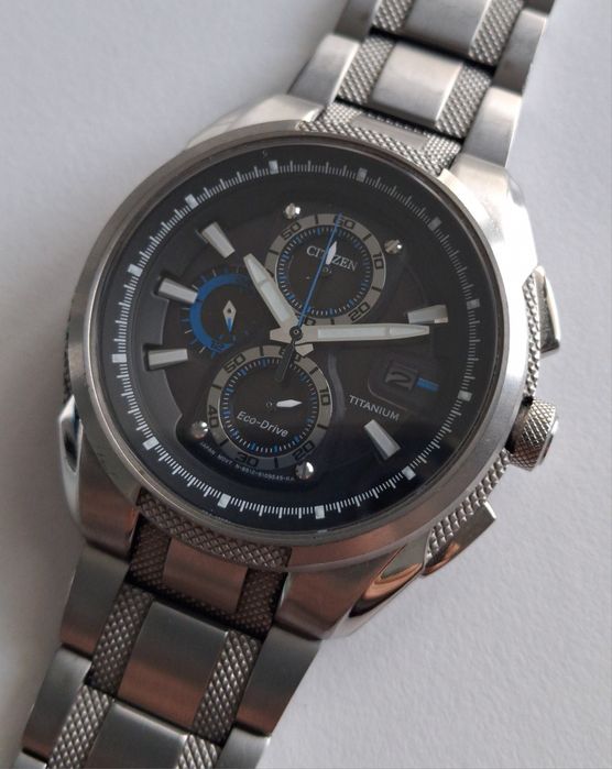 Citizen Eco-Drive Titanium Sapphire Chronograph Tyta, Szafir, Pudełko