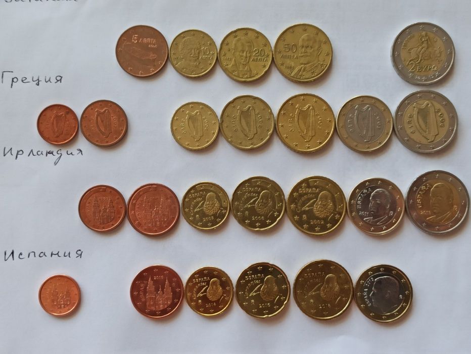 Обменяю монеты евро разных стран, наборы Андорры и Сан-Марино.