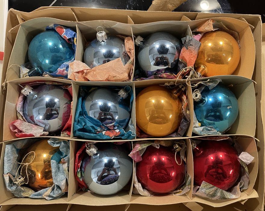 Bombki szklane z PRL - 12 sztuk