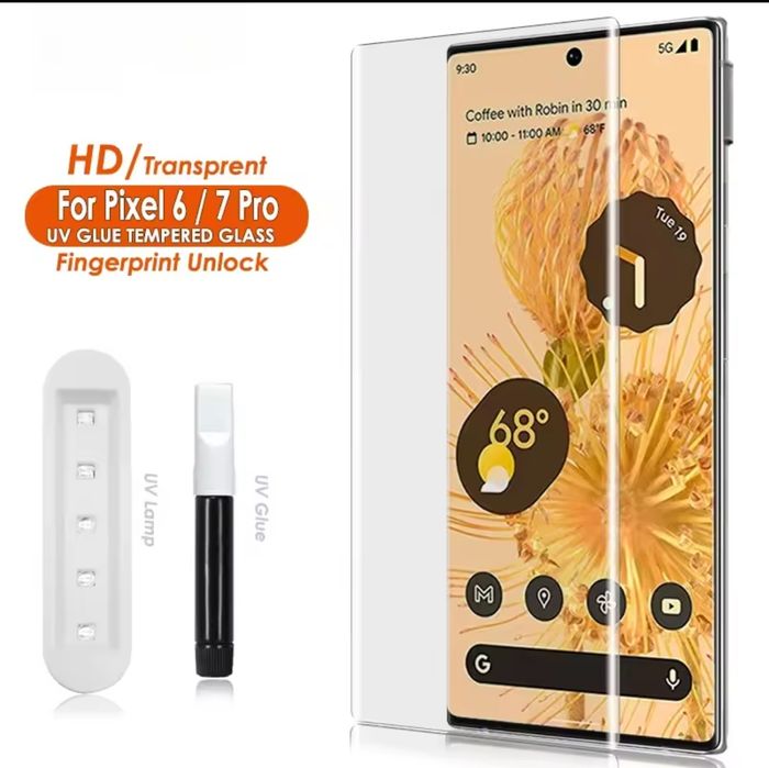 Захисне скло Google Pixel 6 Pro 3 UV клеєм та лампою для полімеризації