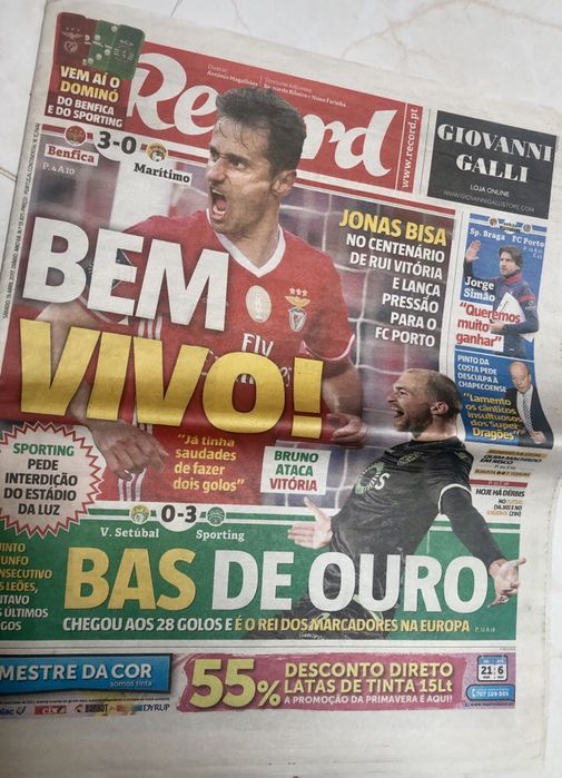 3 Jornais de 2017 jogador JONAS - Benfica - SLB