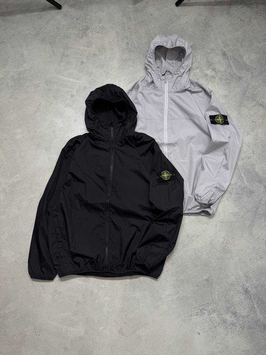 Вітровка Stone Island чоловіча чорна сіра демісезонна (S-XL)