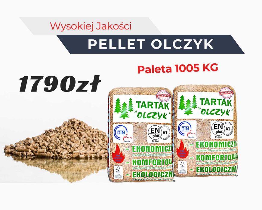 Pellet Olczyk EnPlus A1 6mm - Pakowany w workach 15KG x 67 - 1005KG