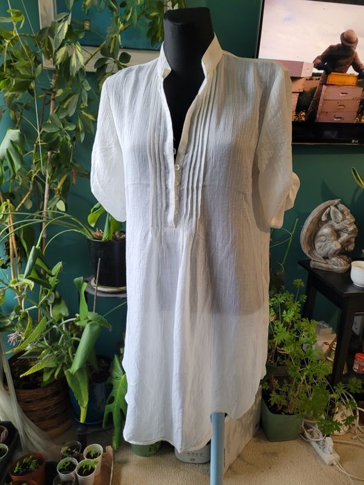 Bluzka koszula tunika 44 biała bawełna