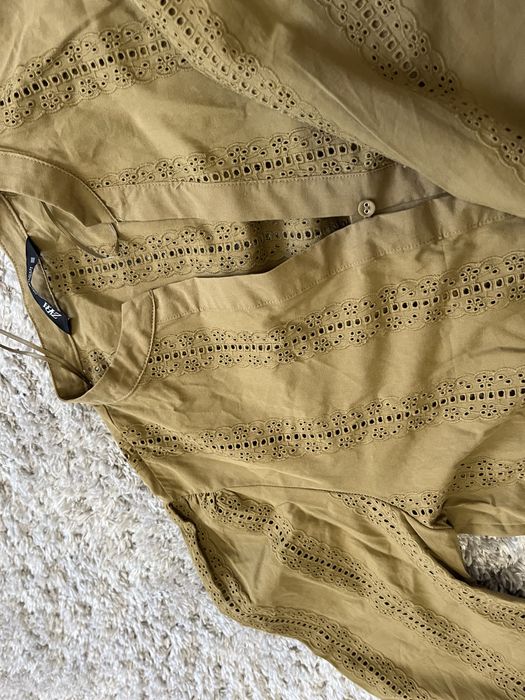 Бавовняна блуза Zara прошва / сорочка з прорізною вишивкою ришельє
