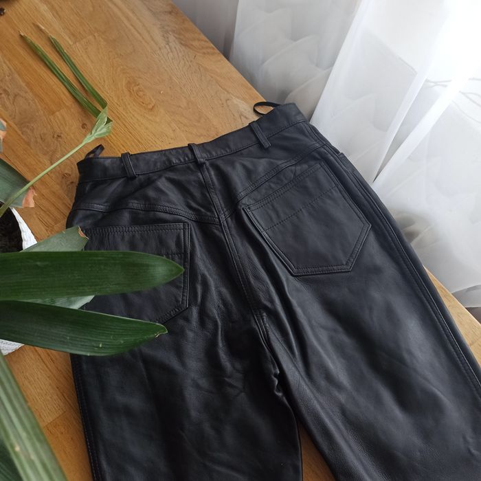 Czarne skórzane spodnie 100% naturalna skóra – klasyczny krój, unisex,
