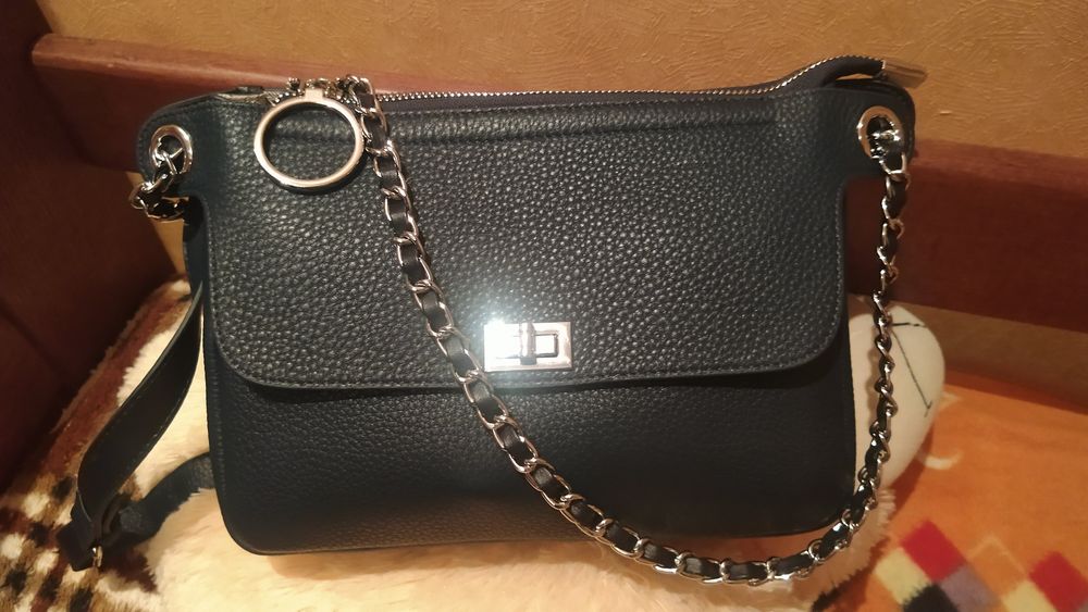 Сумка кожаная темно-синий