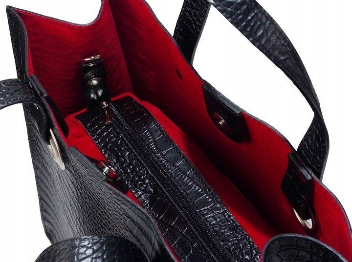 stylowy, prostokątny shopper damski ze skóry naturalnej - rovicky