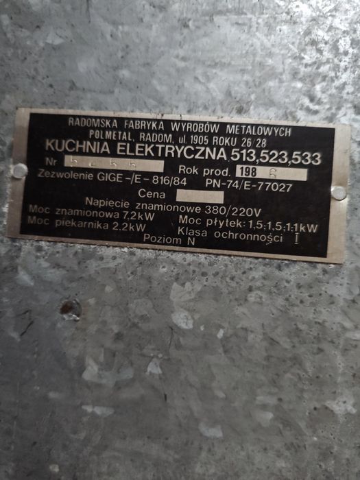 Kuchenka elektryczna Polmetal nieużywana