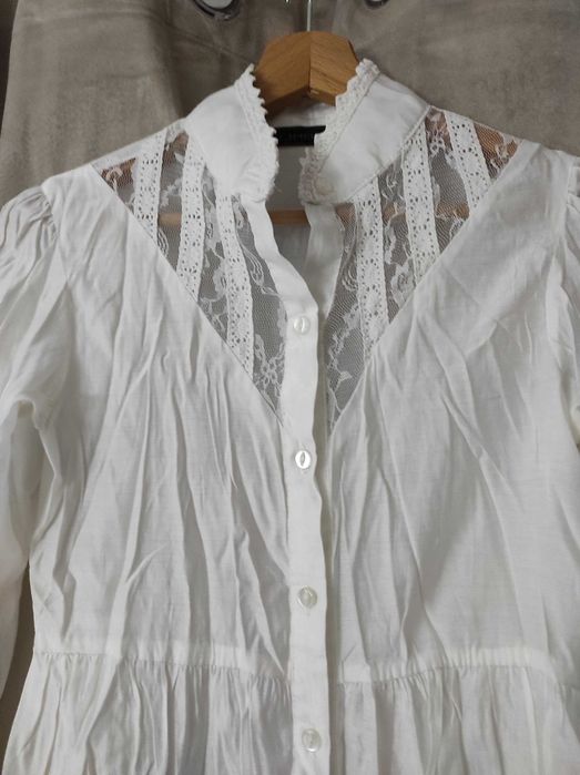 Koszula tunika Boho koronka ze stójką