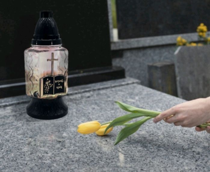 4szt. Znicz lampion szklany +wkład 25 cm