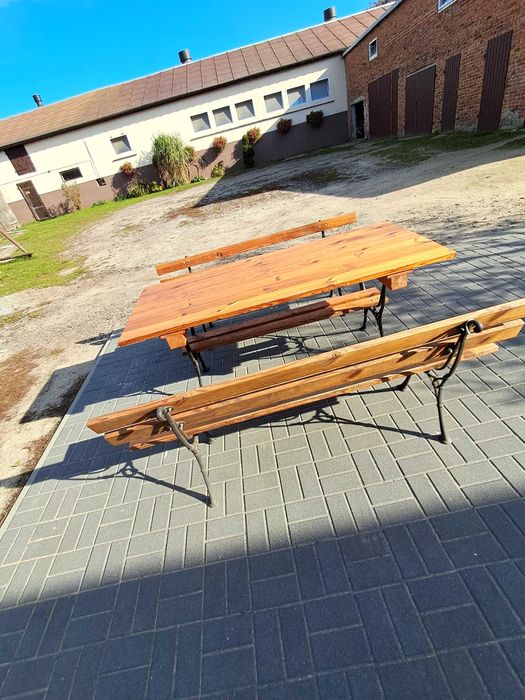 Zestaw ogrodowy drewniano-stelazowy