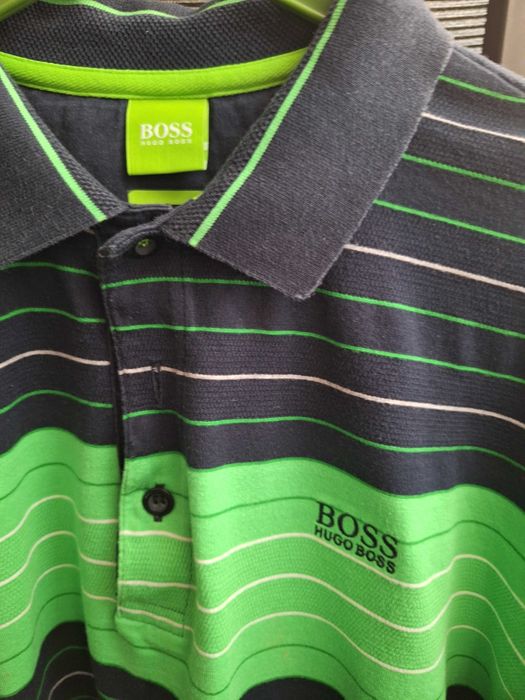 Hugo Boss Polo in Blue and Green Stripes