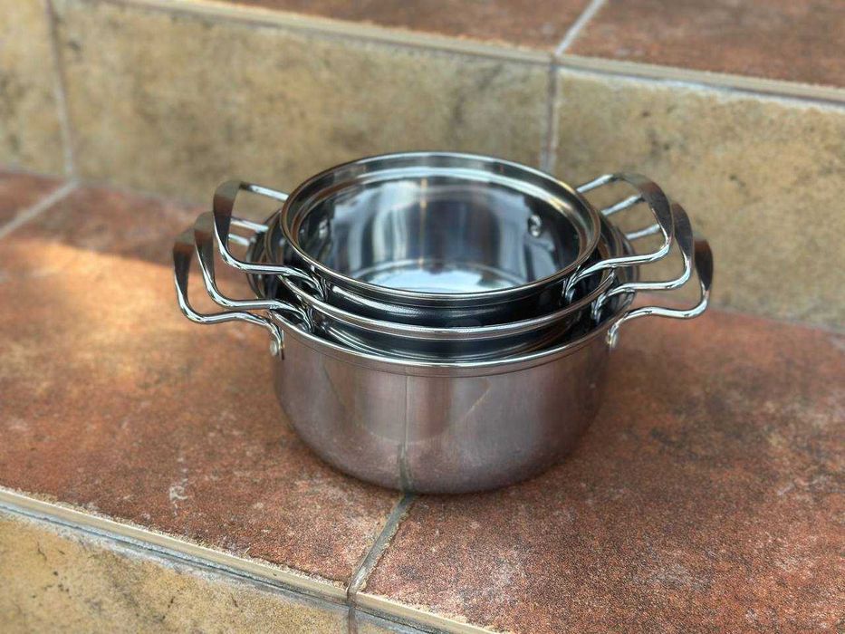 ‼️ Набор каструль 3шт. Набор посуды. Набір посуду каструль з кришками