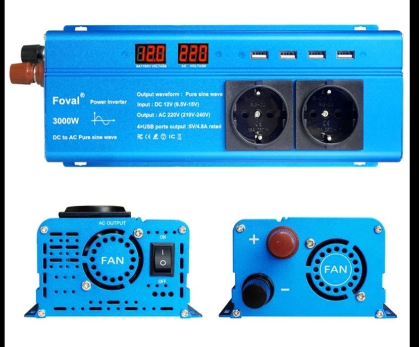 Инвертор Foval 2200 2600 3000 Вт ЧИСТЫЙ синус інвертор преобразователь