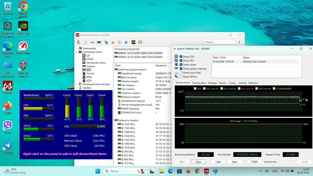 sodimm DDR4 32 GB x 2 64 Gb 2666 Mhz