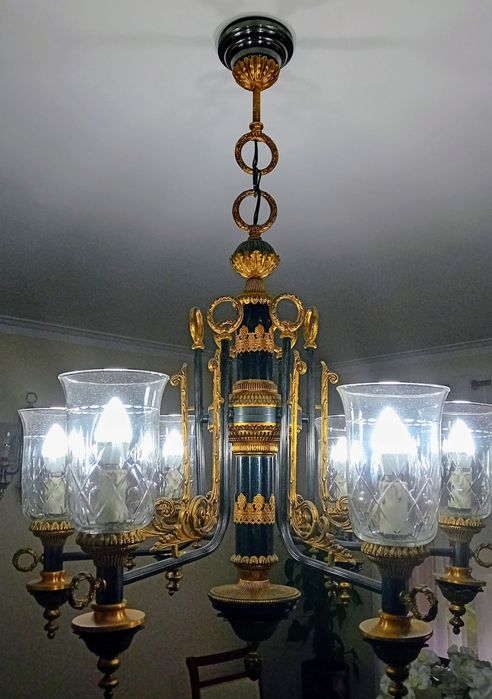 (Antiguidade) Conjunto candeeiro de teto com 2 apliques de parede