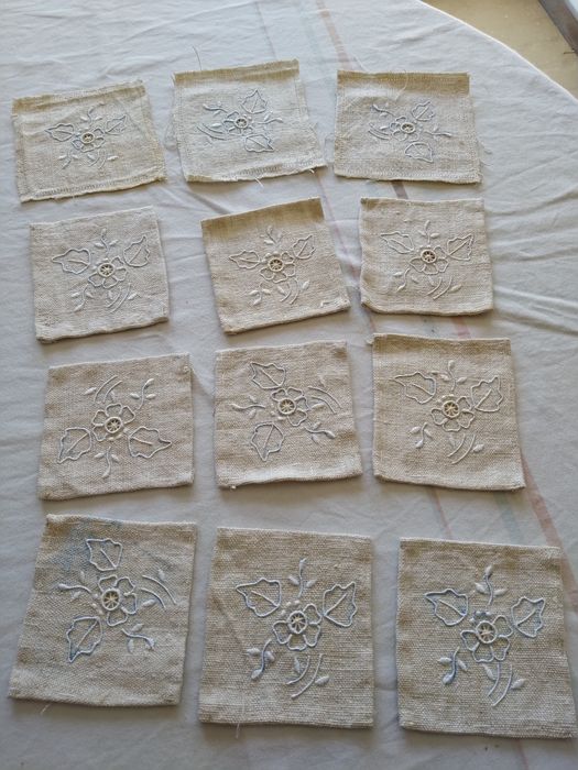 Conjunto 12 quadrados linho