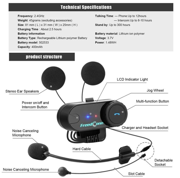 Мотогарнітура Freedconn T-COM VB (інтерком)